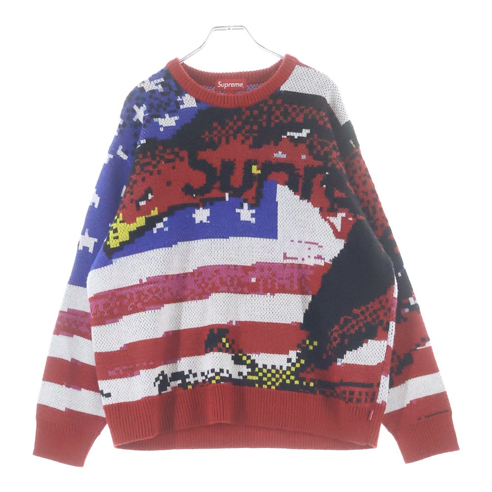 SUPREME(シュプリーム) 21SS Digital Flag Sweater デジタル フラッグ クルーネック ニットセーター 厚手 マルチカラー