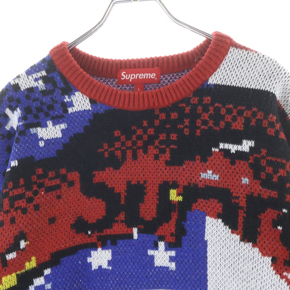 SUPREME(シュプリーム) 21SS Digital Flag Sweater デジタル フラッグ クルーネック ニットセーター 厚手 マルチカラー