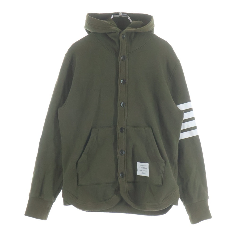 THOM BROWNE(トムブラウン) 4BAR スウェット フーデッド カーディガン カーキ MJT003AK8029