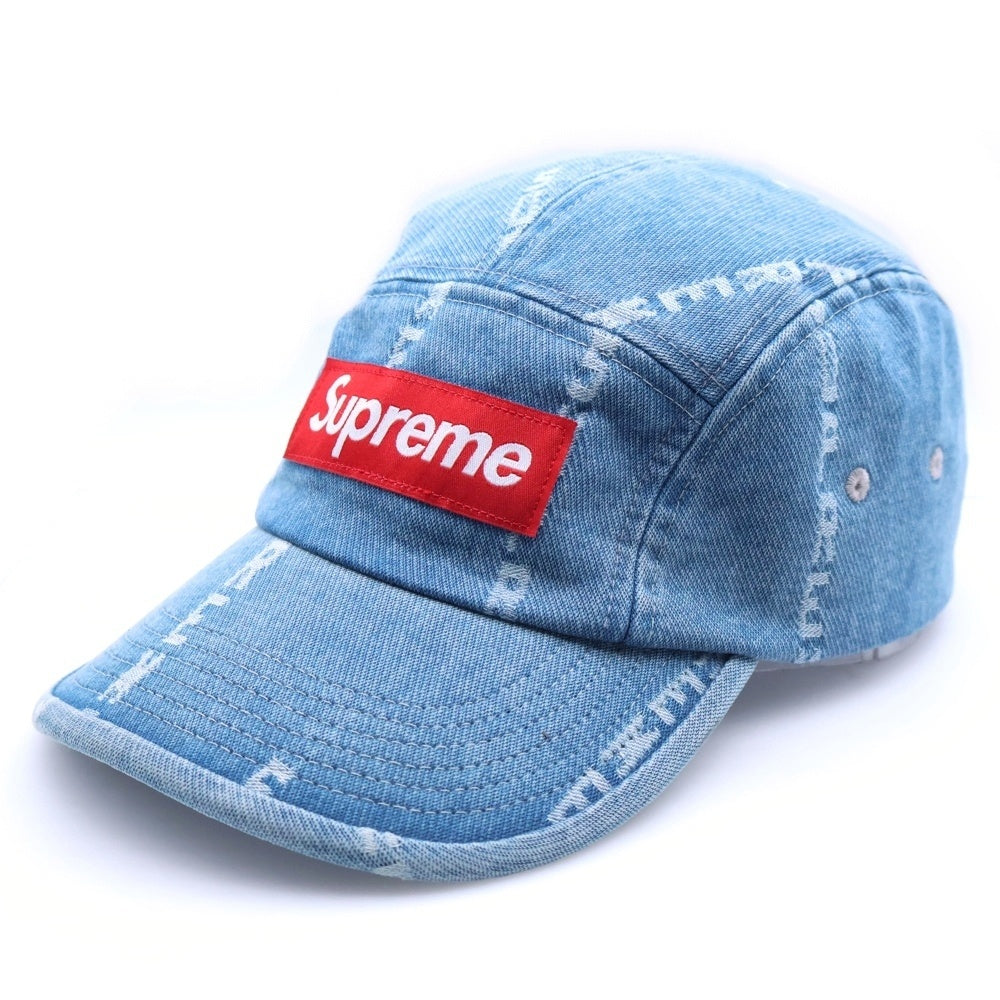 SUPREME(シュプリーム) 20AW Logo Stripe Jacquard Denim Camp Cap ロゴストライプジャガードデニムキャンプキャップ 帽子 インディゴ