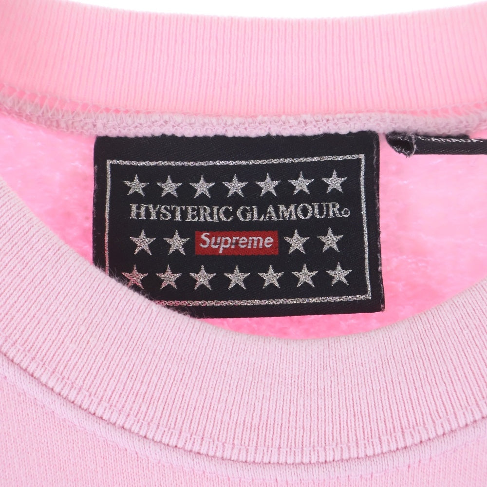 SUPREME(シュプリーム) 21SS ×HYSTERIC GLAMOUR Crewneck ヒステリックグラマー クルーネック 長袖スウェットトレーナー ピンク