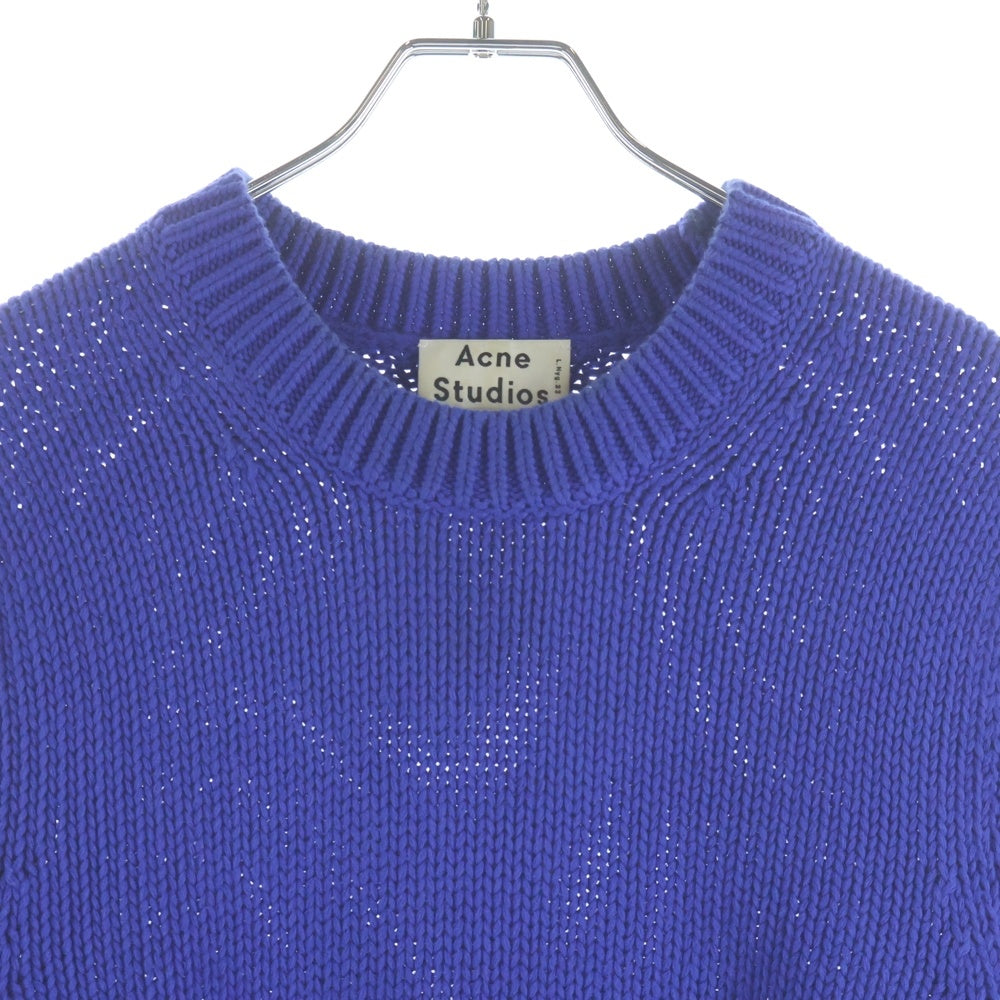 Acne Studios(アクネ ストゥディオズ) 厚手 コットン クルーネック 長袖ニット セーター ブルー