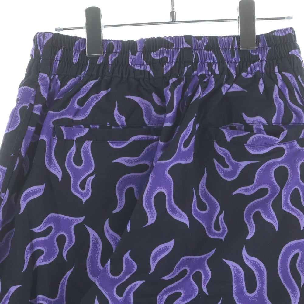 CHALLENGER(チャレンジャー) 25SS FIRE PANTS ファイヤー 総柄デザイン ワークパンツ トラウザー ブラック/パープル CLG-PT 025-004