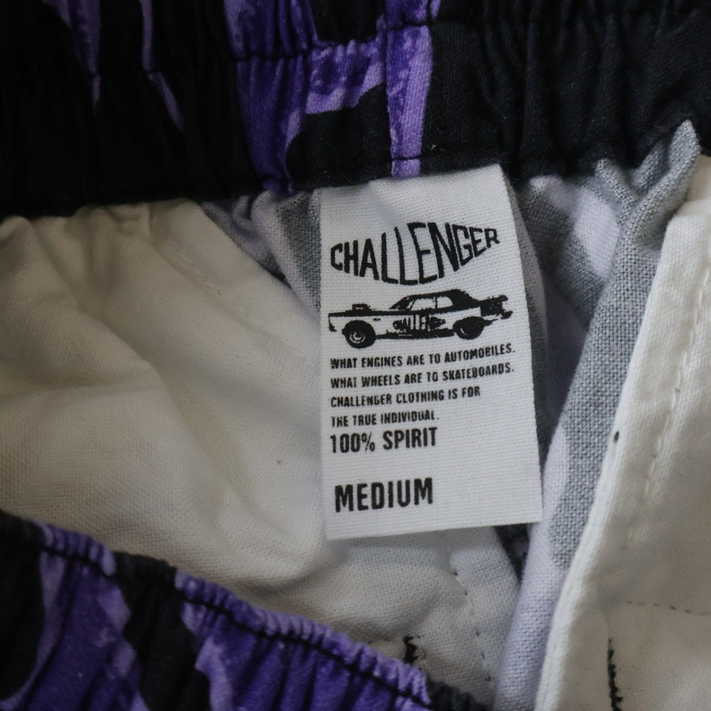 CHALLENGER(チャレンジャー) 25SS FIRE PANTS ファイヤー 総柄デザイン ワークパンツ トラウザー ブラック/パープル CLG-PT 025-004