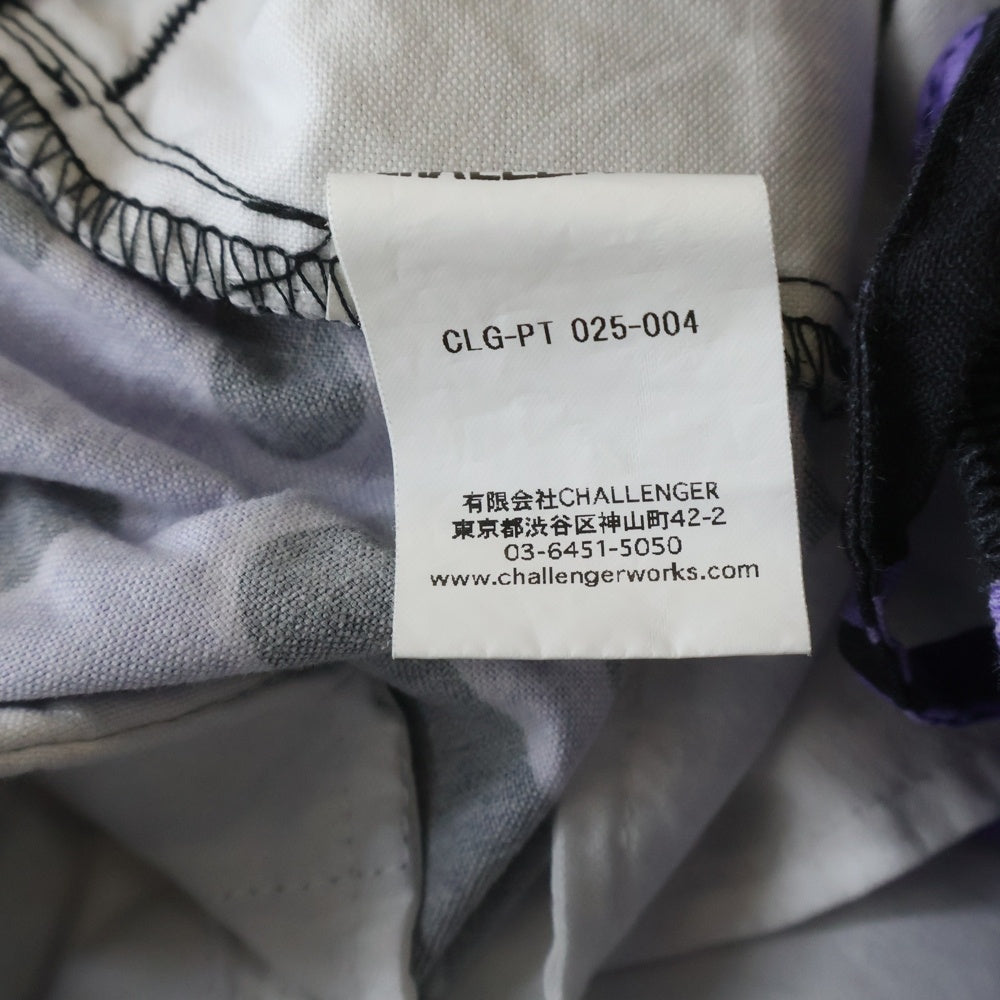 CHALLENGER(チャレンジャー) 25SS FIRE PANTS ファイヤー 総柄デザイン ワークパンツ トラウザー ブラック/パープル CLG-PT 025-004