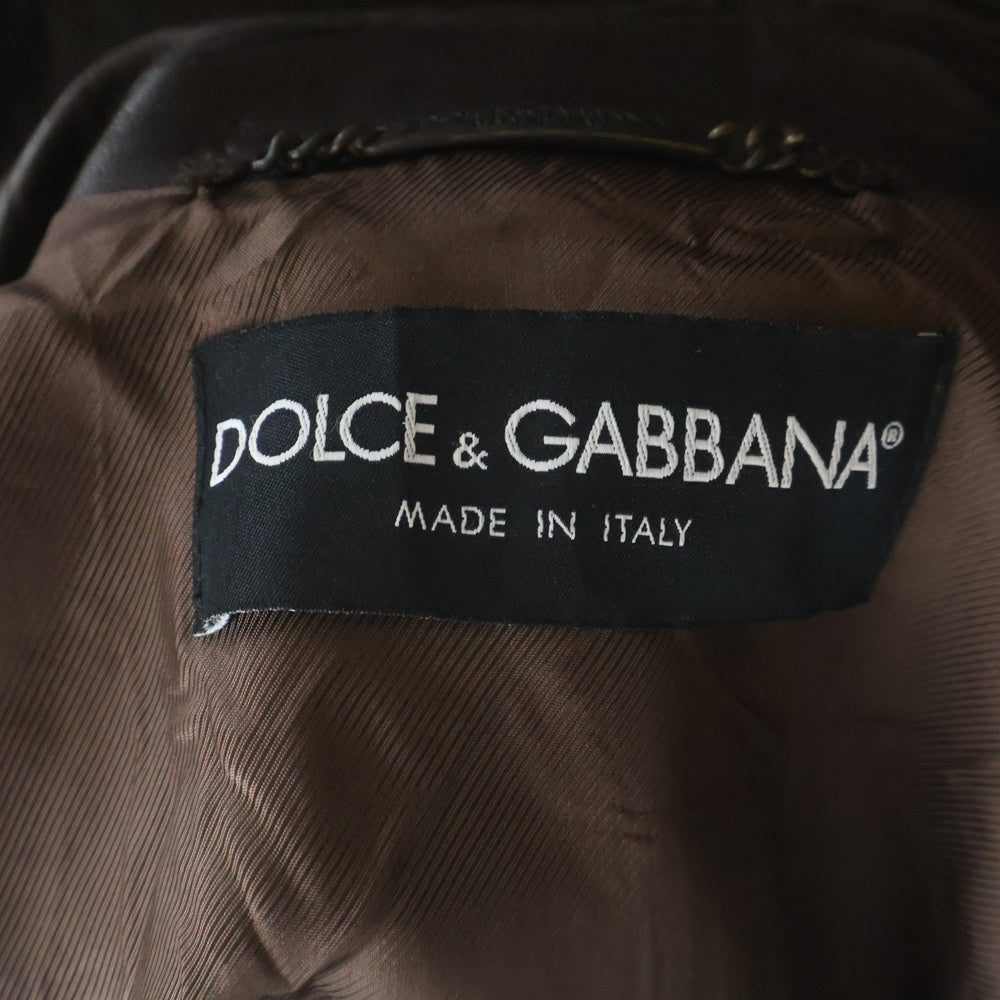 DOLCE & GABBANA(ドルチェアンドガッバーナ) ラムレザー ジップアップジャケット ブルゾン ブラウン