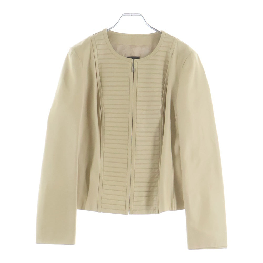 LOEWE(ロエベ) ラムレザー ノーカラー レザージャケット ベージュ レディース