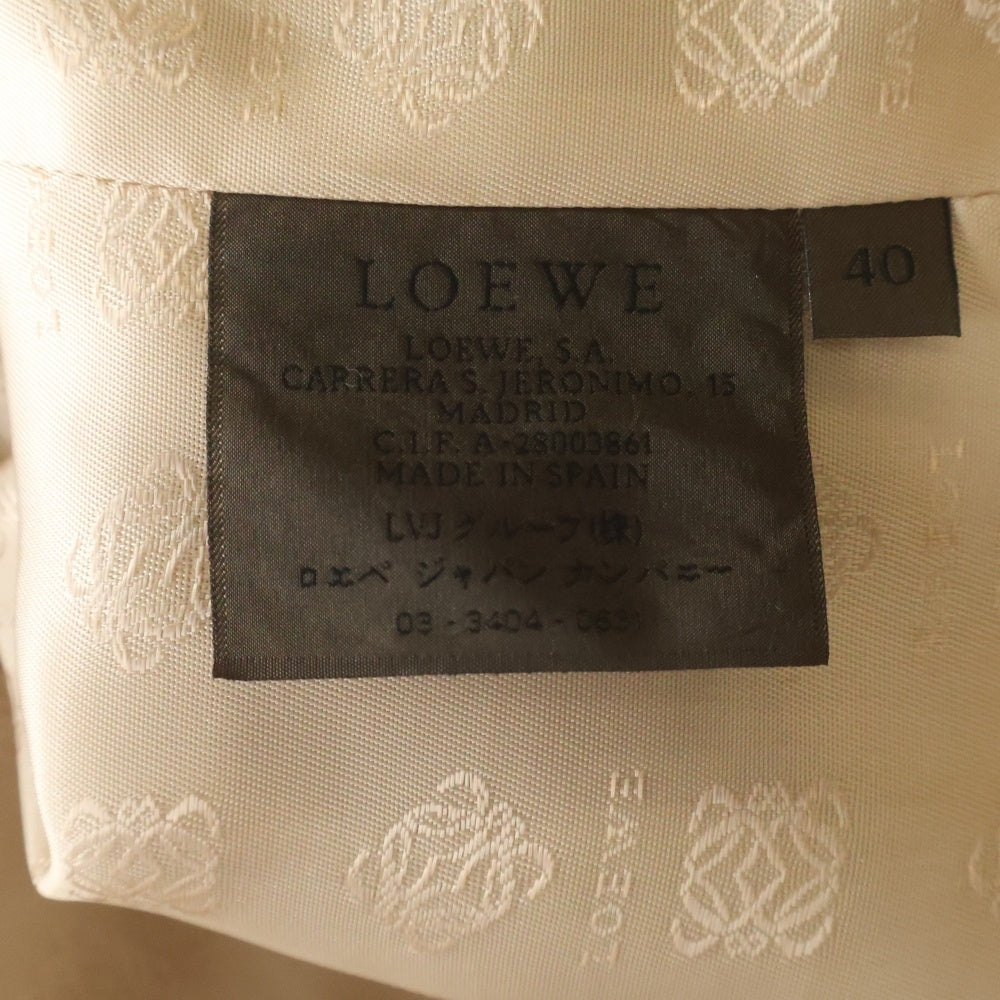 LOEWE(ロエベ) ラムレザー ノーカラー レザージャケット ベージュ レディース