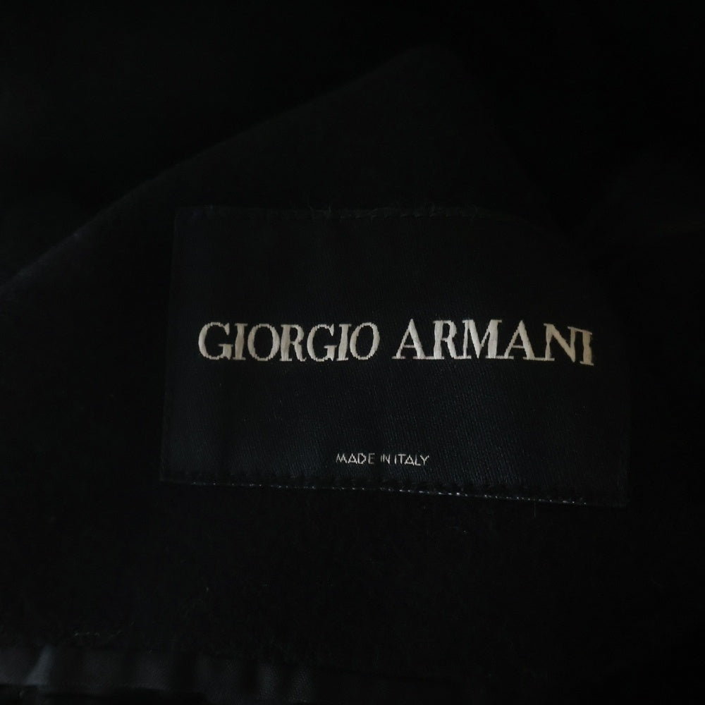 GIORGIO ARMANI(ジョルジオアルマーニ) ノーカラー ウールロングコート ジャケット イタリア製 ブラック