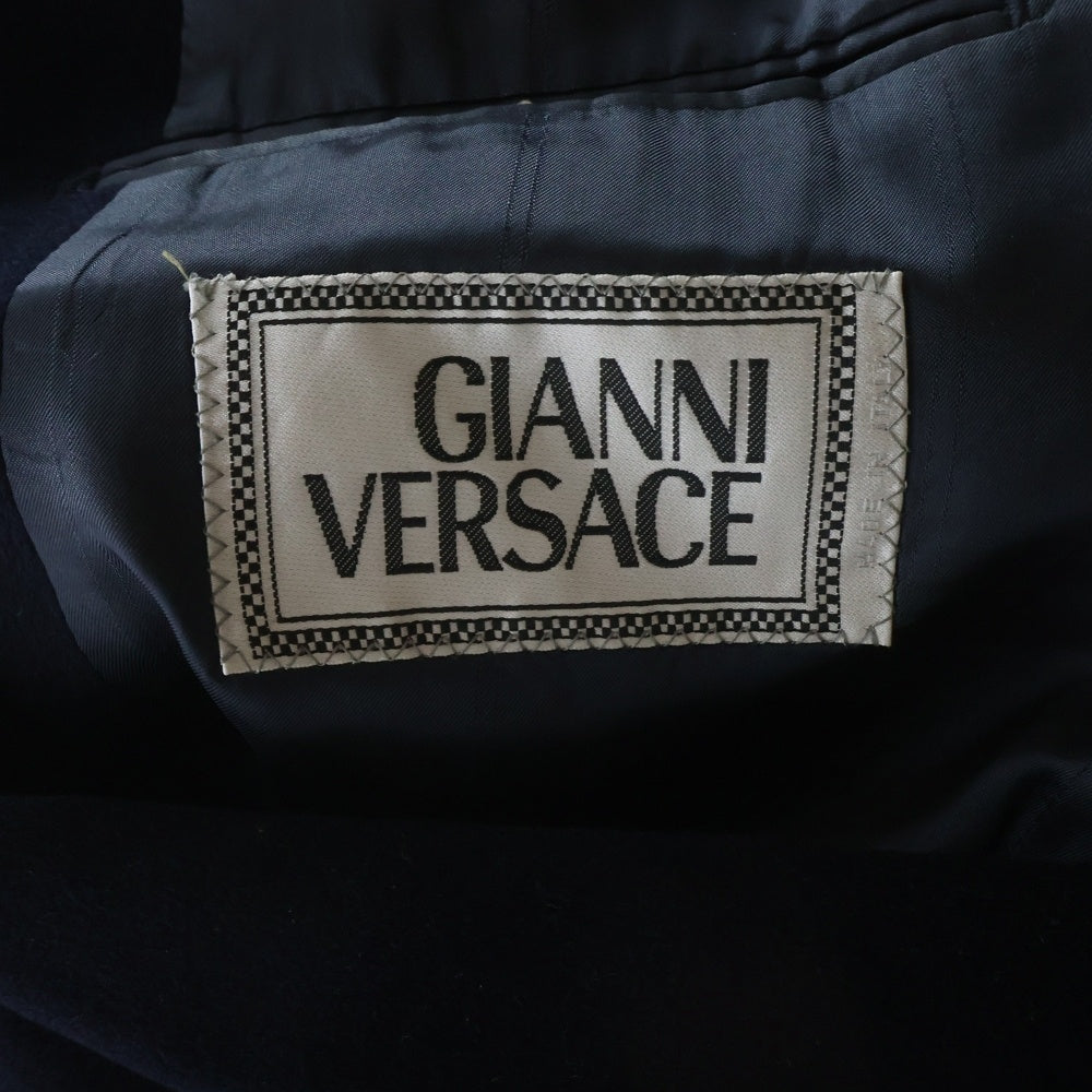 GIANNI VERSACE(ジャンニ ヴェルサーチ) ヴィスコース 3B テーラード チェスターロングコート ジャケット ネイビー