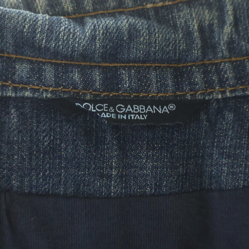 DOLCE & GABBANA(ドルチェアンドガッバーナ) ダメージ加工 ジップアップシングルライダース デニムジャケット インディゴ
