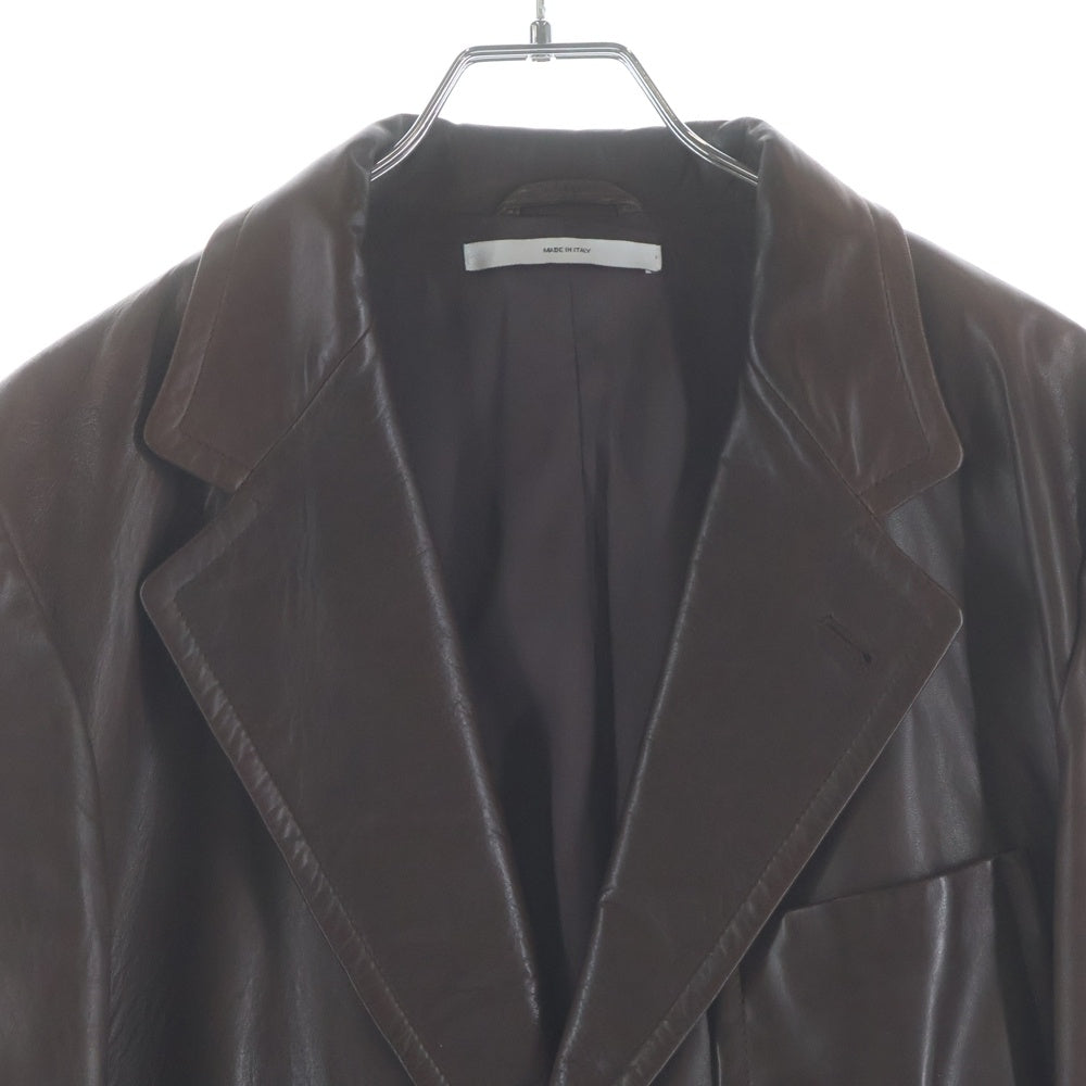 YVES SAINT LAURENT(イヴサンローラン) ラムレザー 2B テーラードジャケット ブラウン