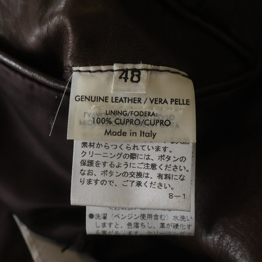 YVES SAINT LAURENT(イヴサンローラン) ラムレザー 2B テーラードジャケット ブラウン