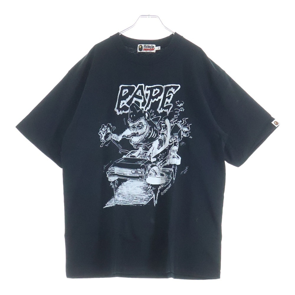 A BATHING APE(アベイシングエイプ) ×READY MADE SHARK WIDE FIT TEE レディメイド プリント半袖 Tシャツ ブラック 1H23110902