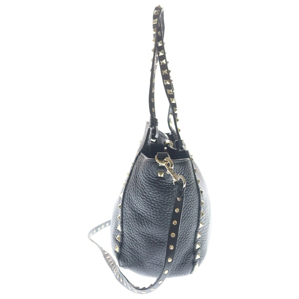 VALENTINO(ヴァレンティノ) ロックスタッズ レザーショルダーバッグ ハンドバッグ ブラック レディース
