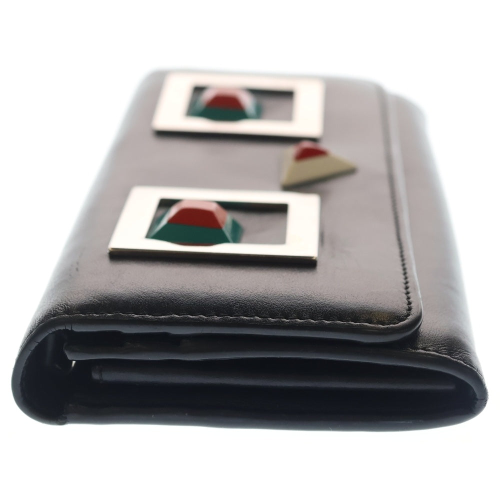 FENDI(フェンディ) チェーンウォレット ヒプノタイズ レザー長財布 ブラック 8M0365 レディース
