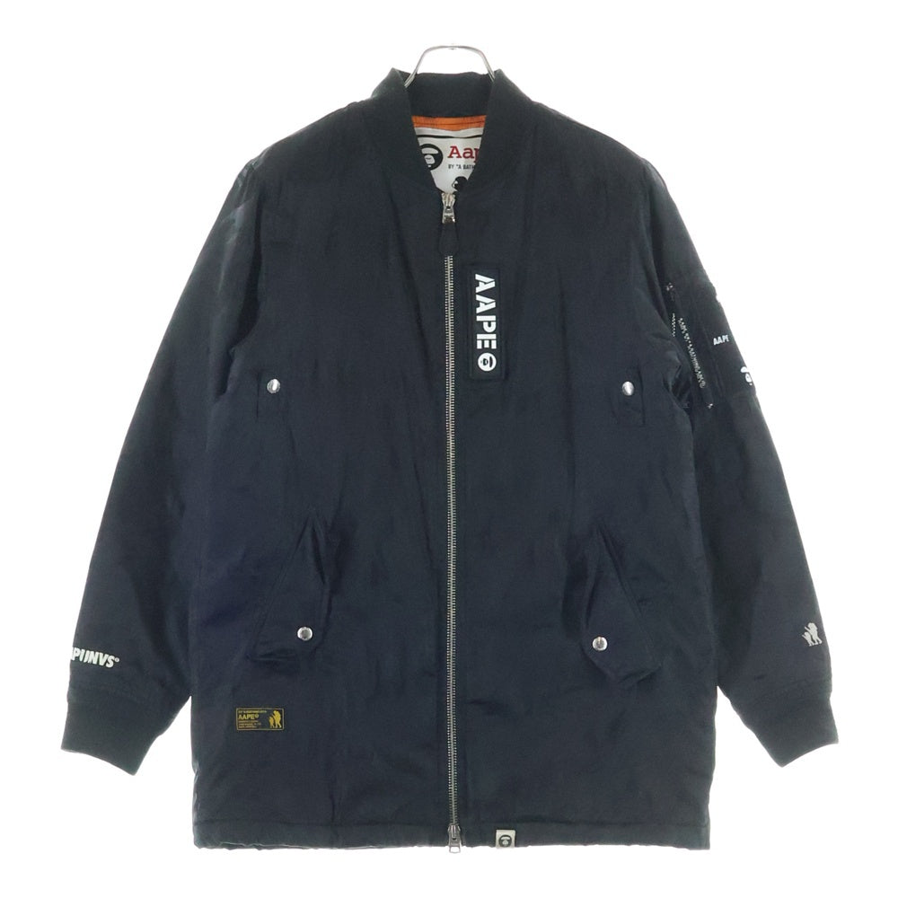 AAPE BY A BATHING APE(エーエイプバイアベイシングエイプ) MA-1 ジップアップ フライトジャケット ボンバージャケット ブラック