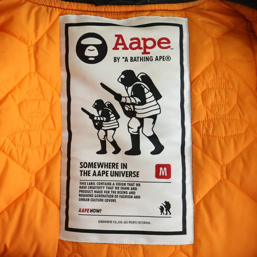AAPE BY A BATHING APE(エーエイプバイアベイシングエイプ) MA-1 ジップアップ フライトジャケット ボンバージャケット ブラック