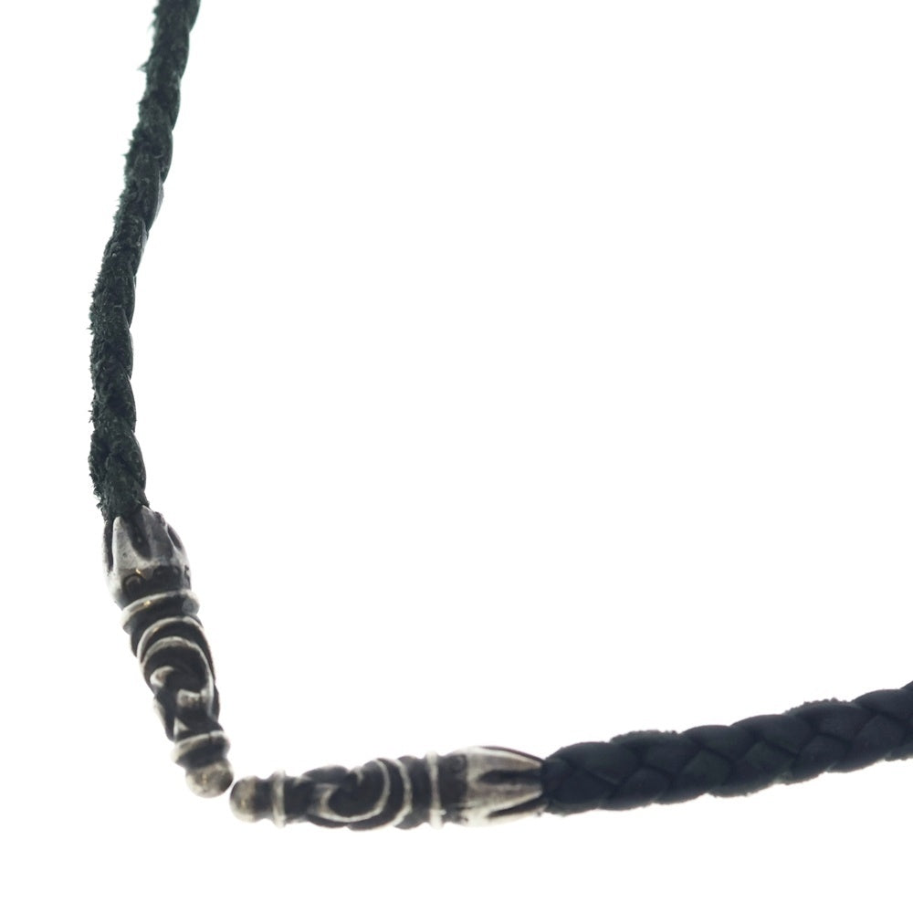 CHROME HEARTS(クロムハーツ) LEATHER BRAID SCROLL ネックレス レザーブレイドネックレス ブラック/シルバー BCA377