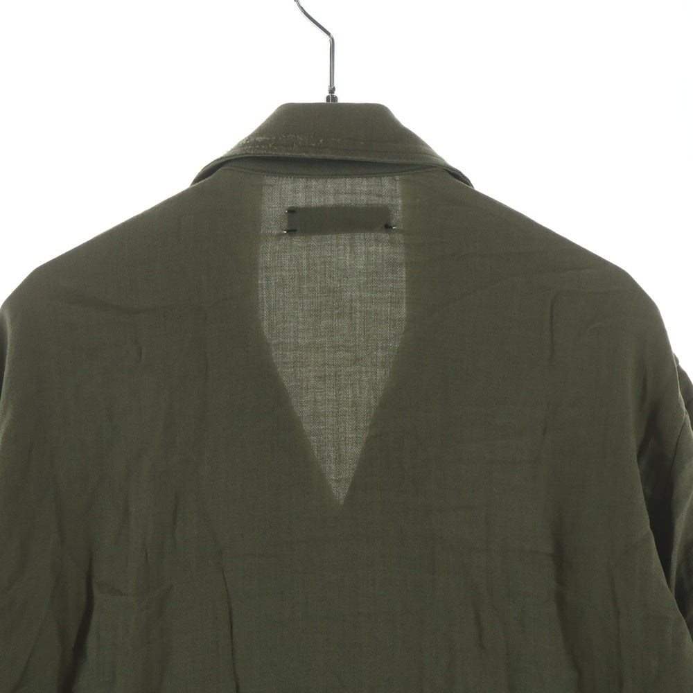 AMIRI(アミリ) カシミヤ混 カットオフ パッチ オープンカラー ミリタリー 長袖シャツ カーキ