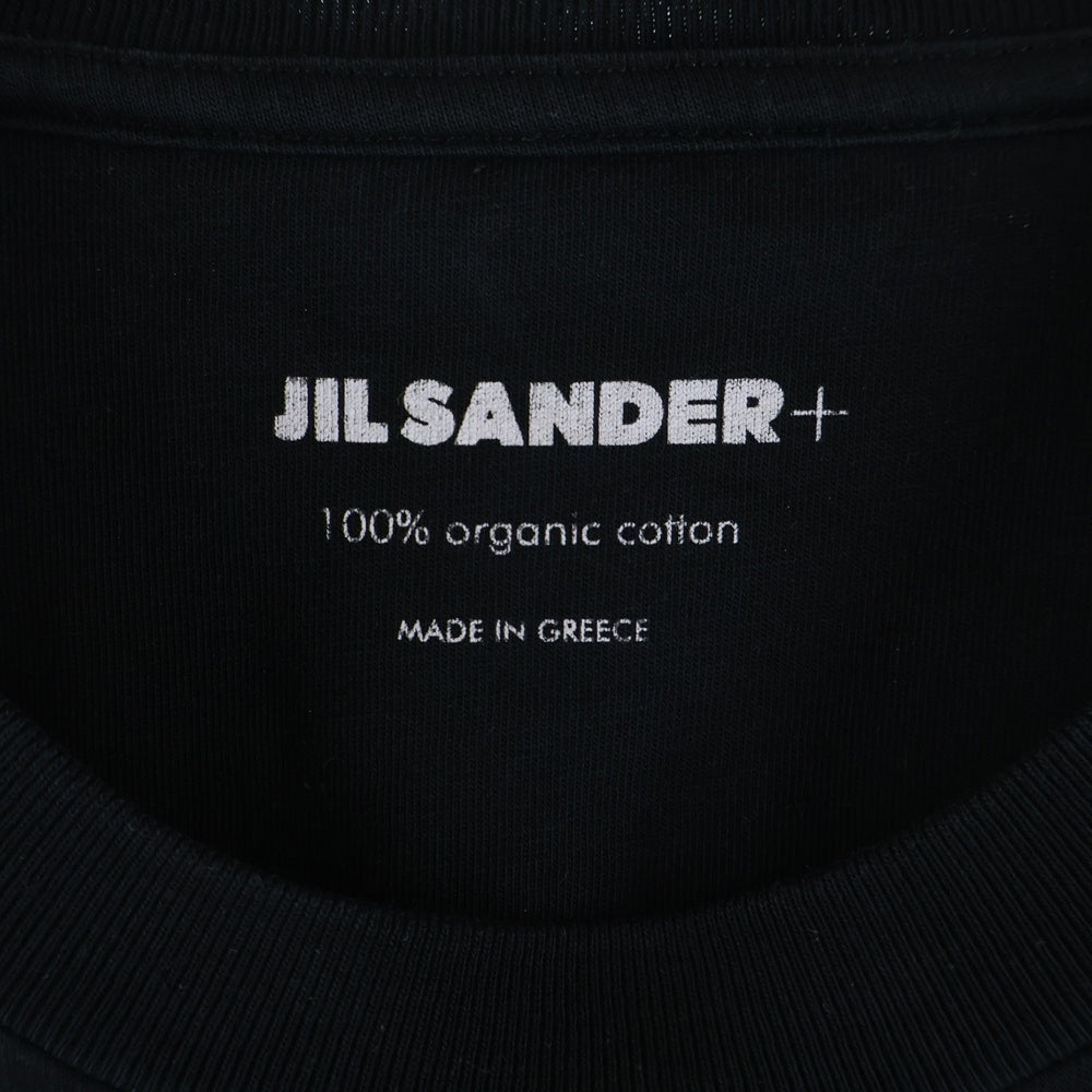 JIL SANDER +(ジルサンダープラス) ロゴパッチ コットン クルーネック 半袖Tシャツ カットソー ブラック JPUT706530MT24880812