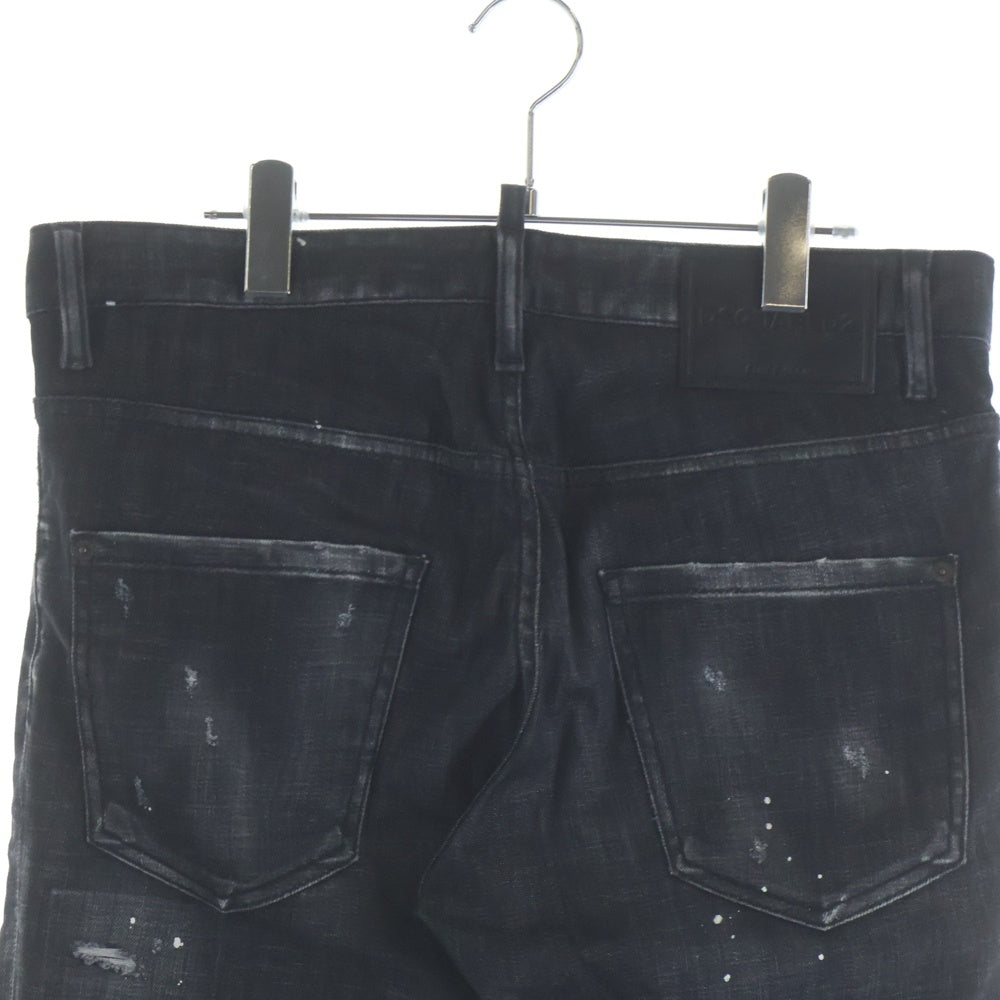 DSQUARED2(ディースクエアード) 22AW ペイント加工 スキニーデニムパンツ ブラック S79LA0047