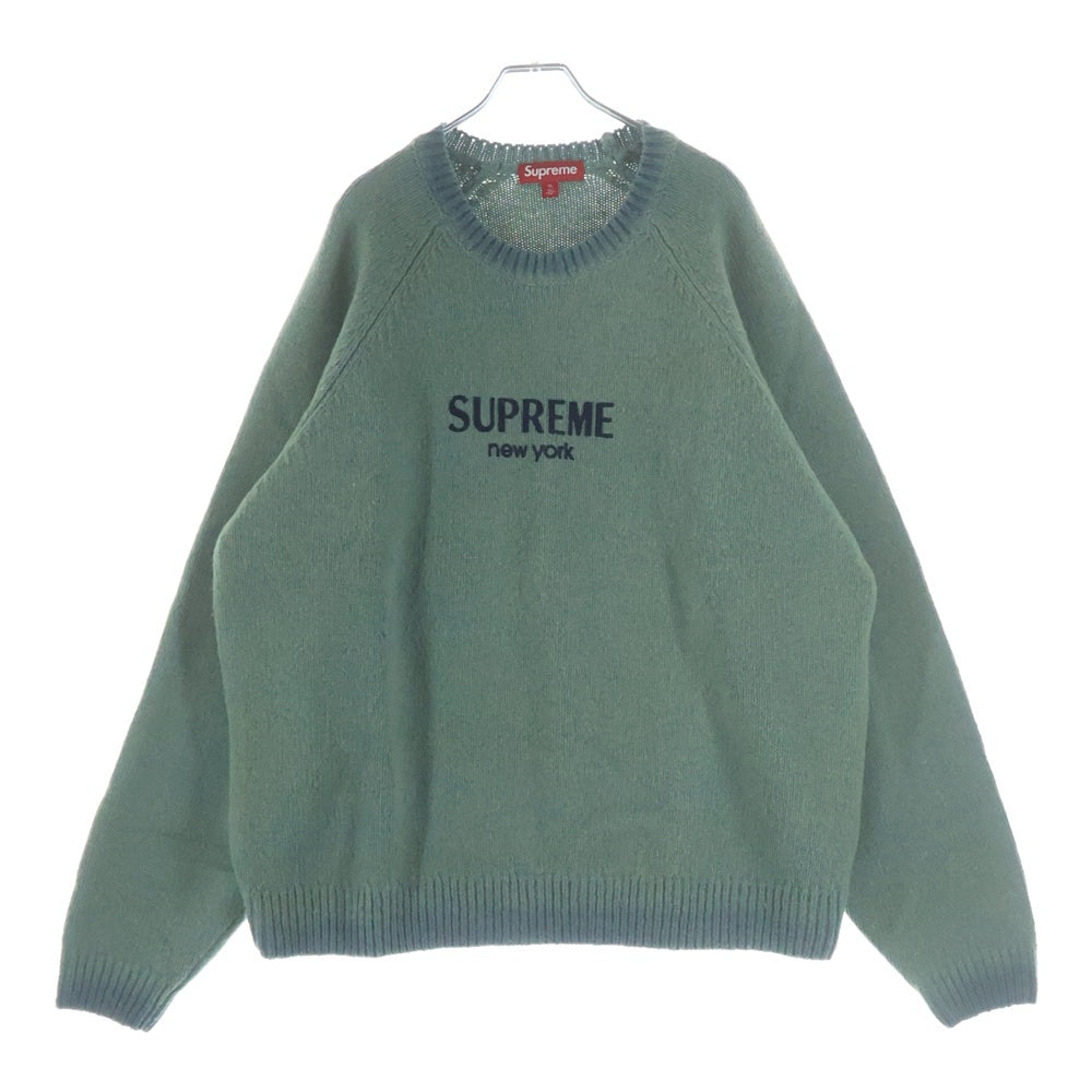 SUPREME(シュプリーム) 24AW Flocked Logo Sweater フロックド ロゴ ニットセーター グリーン