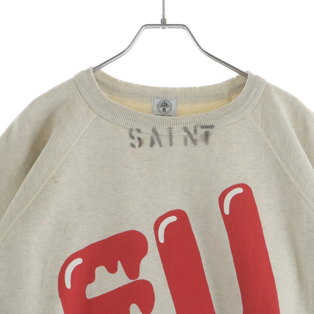 SAINT MICHAEL(セントマイケル) 21AW ×Emotionally Unavailable EU STM SS SWEAT エモーショナリーアンベイラブル 半袖スウェットTシャツ アイボリー EU-A21-0000-052