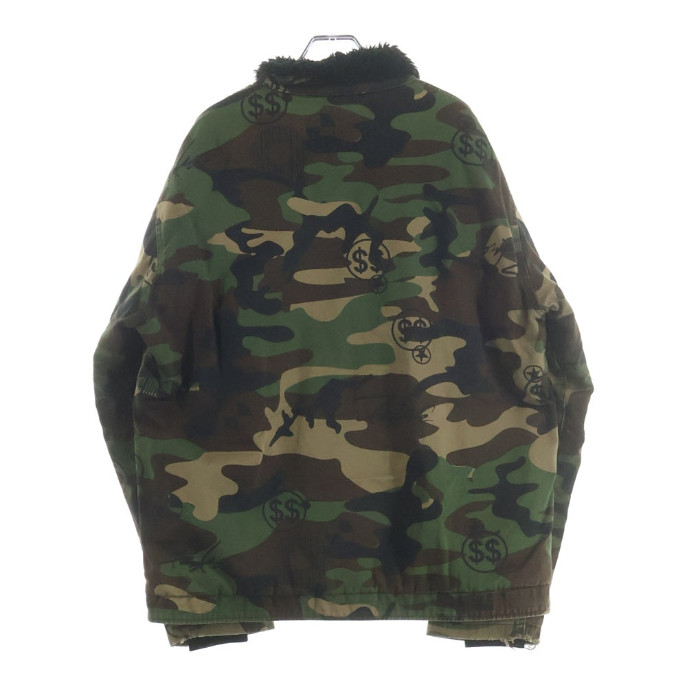 NO BRAND(ノーブランド) Futura フューチュラ ボアライナー カモ柄 ジップアップジャケット ブルゾン カーキ