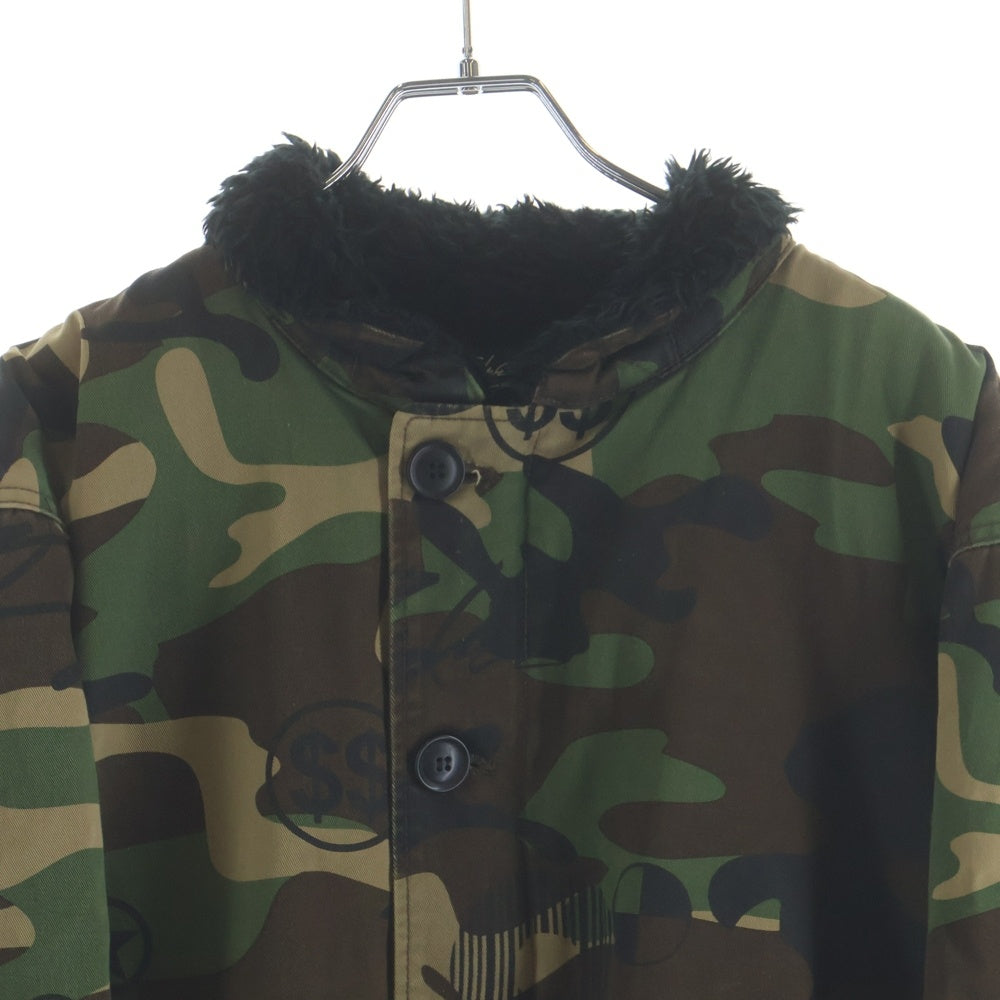 NO BRAND(ノーブランド) Futura フューチュラ ボアライナー カモ柄 ジップアップジャケット ブルゾン カーキ