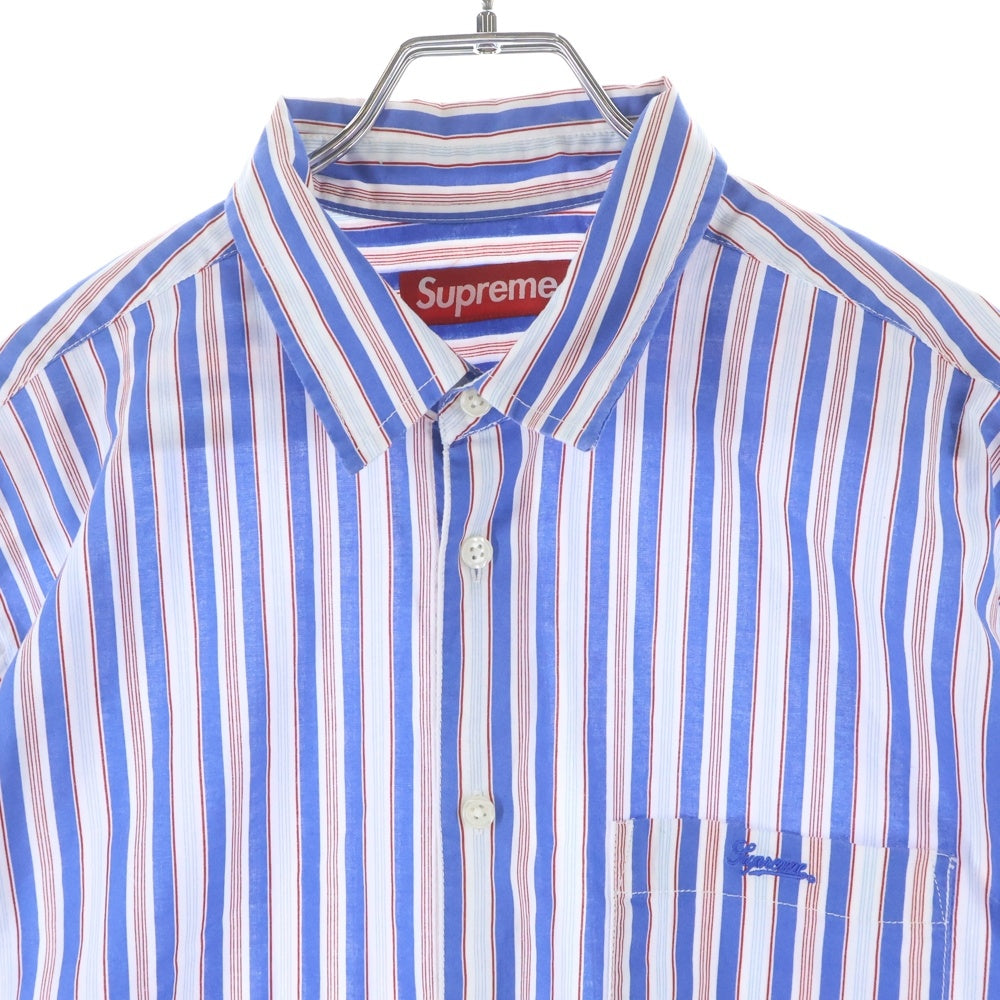 SUPREME(シュプリーム) Loose Fit Multi Stripe S/S Shirt ストライプ 半袖シャツ ブルー