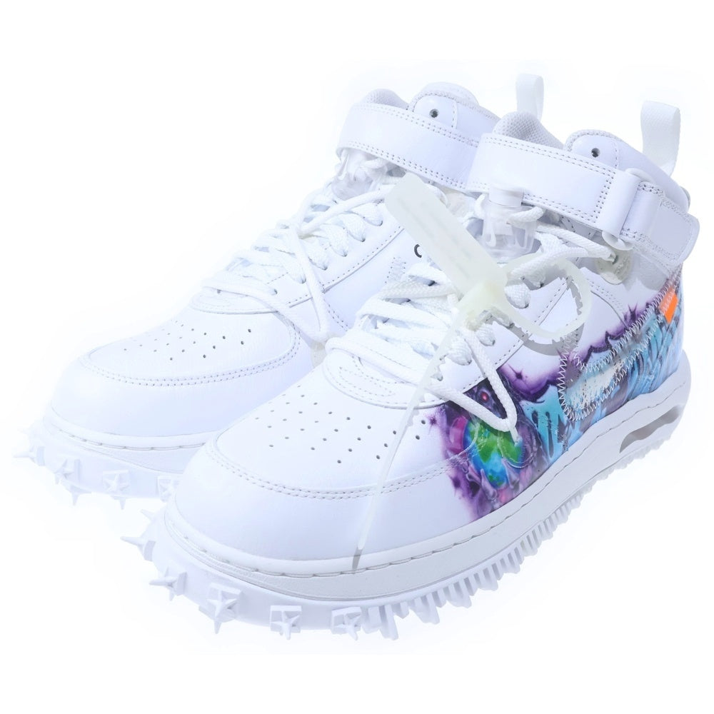 NIKE(ナイキ) ×OFF-WHITE AIR FORCE1 MID SP LTHR オフホワイト エアフォース1 ミッドカットスニーカー ホワイト US9.5/27.5cm DR0500-100