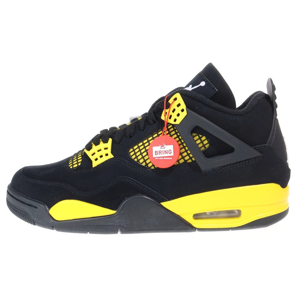 NIKE(ナイキ) AIR JORDAN 4 RETRO THUNDER エアジョーダン 4 レトロ サンダー ハイカットスニーカー ブラック/イエロー US9.5/27.5cm DH6927-017