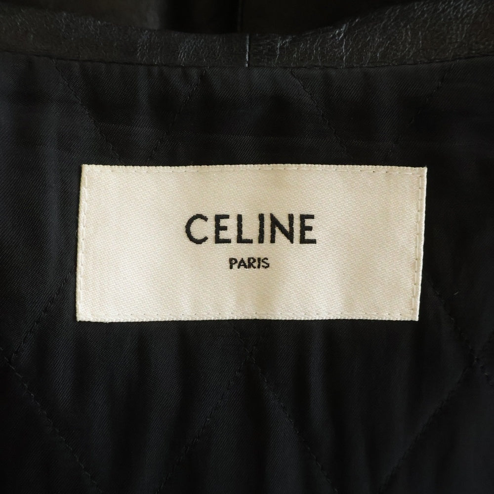 CELINE(セリーヌ) ソフトラムスキン レザー フードロゴ ジャケット ブラック 2EC25280D