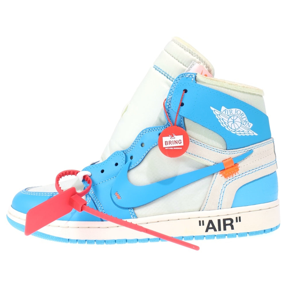 NIKE ナイキ ×OFF-WHITE AIR JORDAN 1 POWDER BLUE UNC オフホワイト エアジョーダン1 パウダーブルー ハイカットスニーカー ホワイト/ブルー AQ0818-148 US9/27cm NIKE(ナイキ) ×OFF-WHITE AIR JORDAN 1 POWDER BLUE UNC オフホワイト
