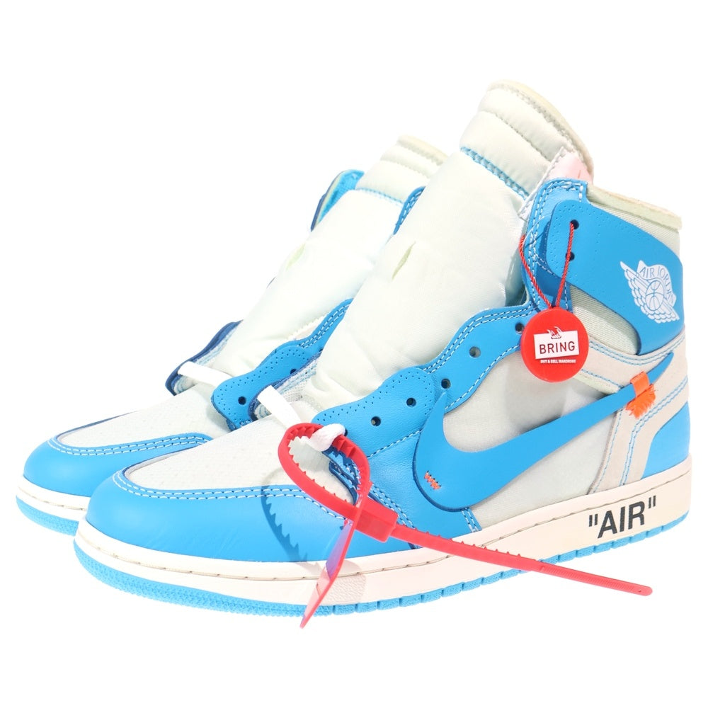 NIKE(ナイキ) ×OFF-WHITE AIR JORDAN 1 POWDER BLUE UNC オフホワイト エアジョーダン1 パウダーブルーハイカットスニーカー ホワイト/ブルー US9.5/27.5cm AQ0818-148