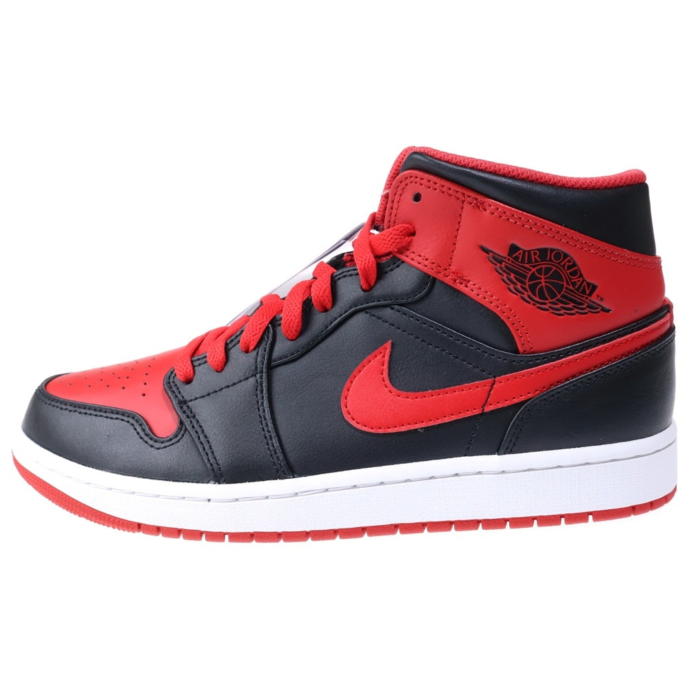 NIKE(ナイキ) AIR JORDAN 1 MID BRED TOE エアジョーダン1 ブレッドトゥ ミッドカットスニーカー ブラック/レッド US9.5/27.5cm DQ8426-060