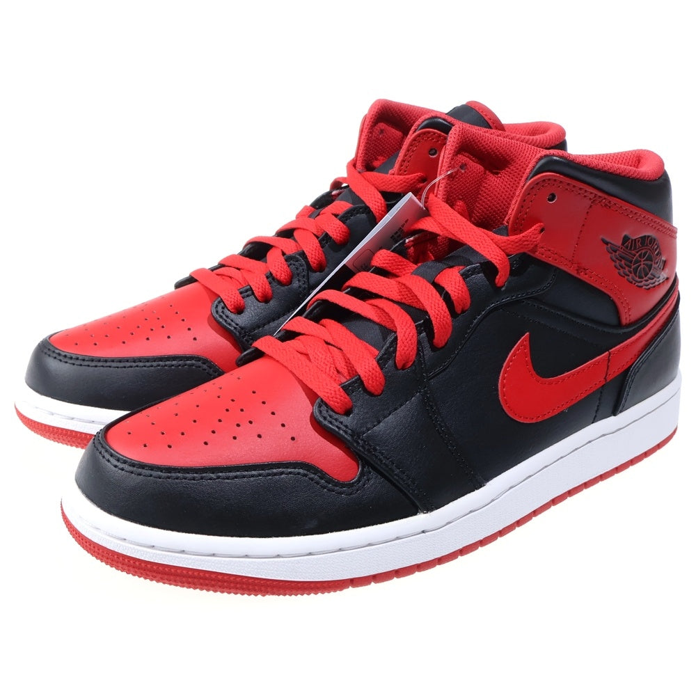 NIKE(ナイキ) AIR JORDAN 1 MID BRED TOE エアジョーダン1 ブレッドトゥ ミッドカットスニーカー ブラック/レッド US9.5/27.5cm DQ8426-060