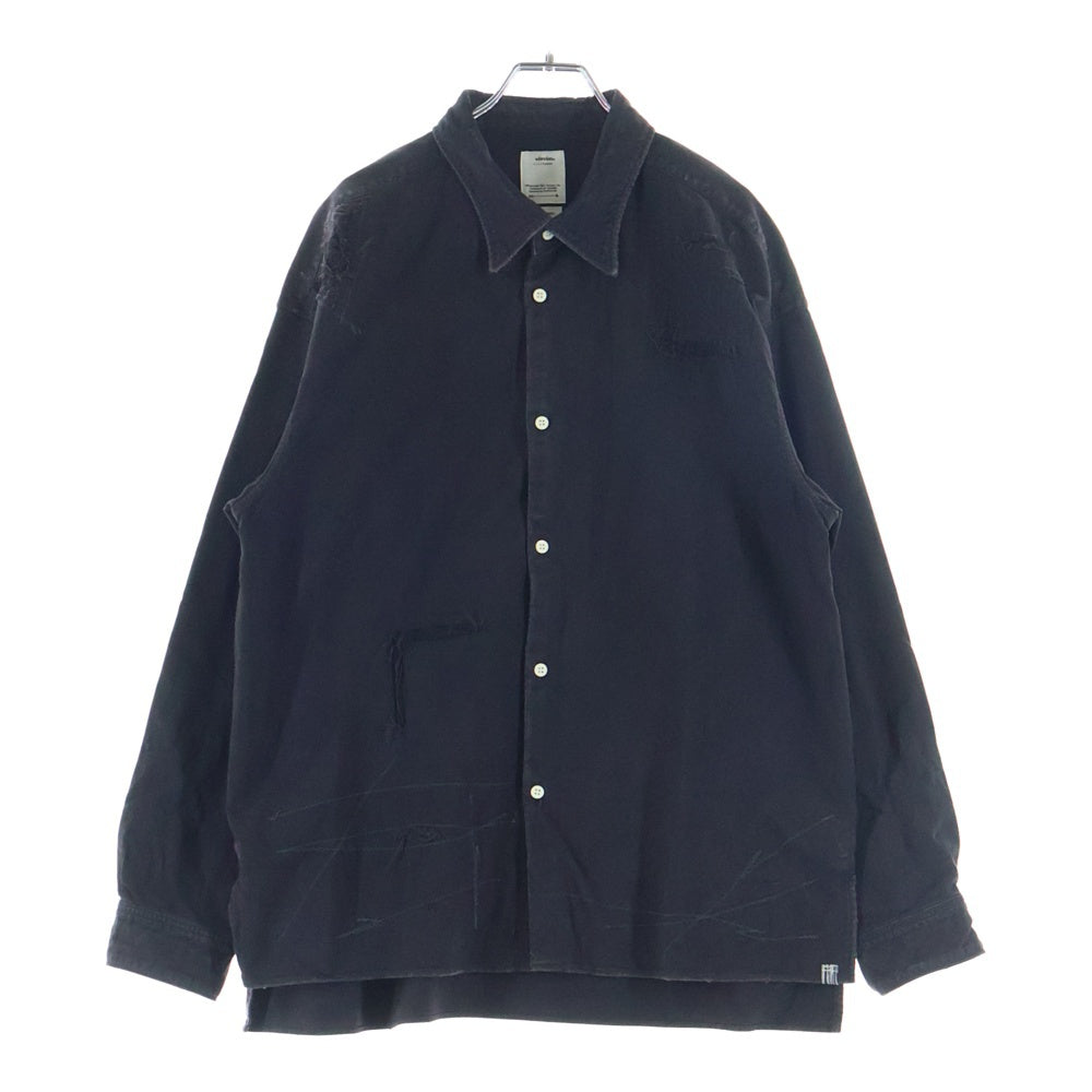 VISVIM(ヴィスヴィム) TRAVAIL SHIRT L/S CRASH クラッシュ加工 長袖シャツ ブラック 0121105011004