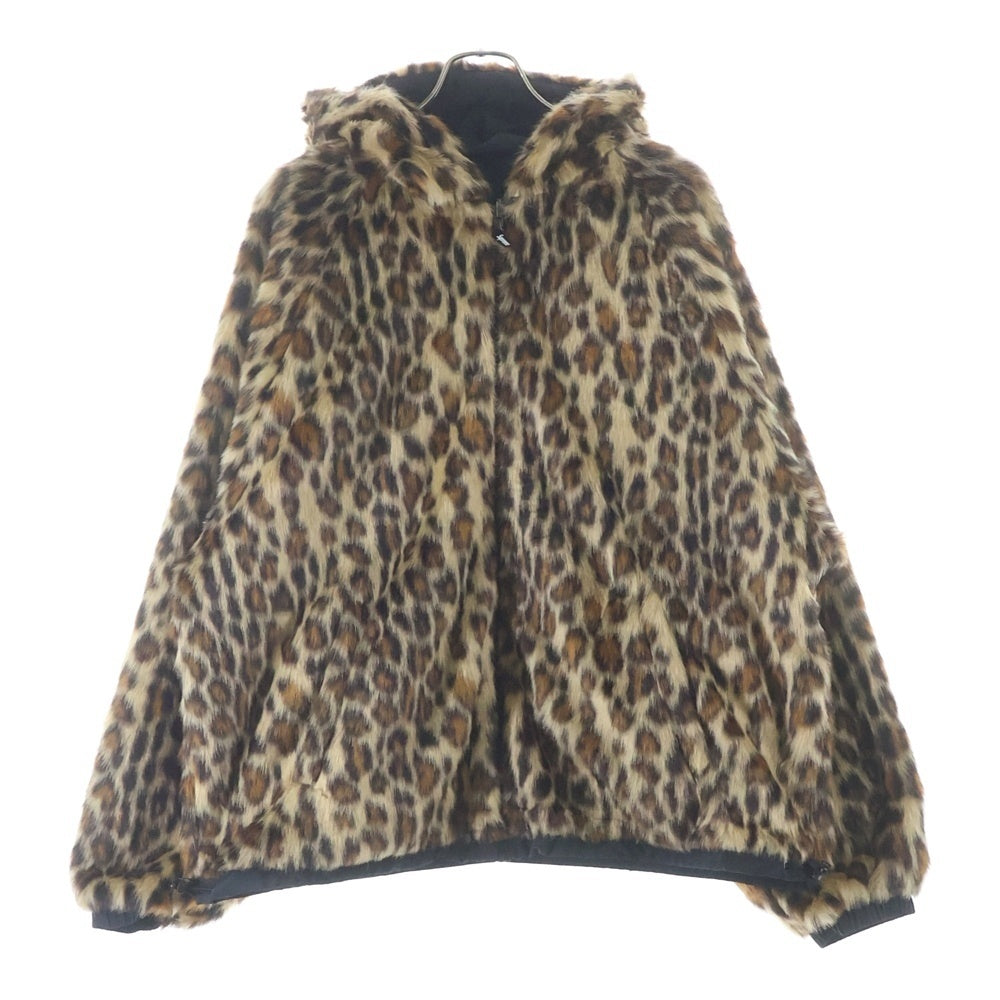 SUPREME(シュプリーム) 25SS Faux Fur Reversible Track Jacket リバーシブル レオパード フードジャケット ブラック/ブラウン