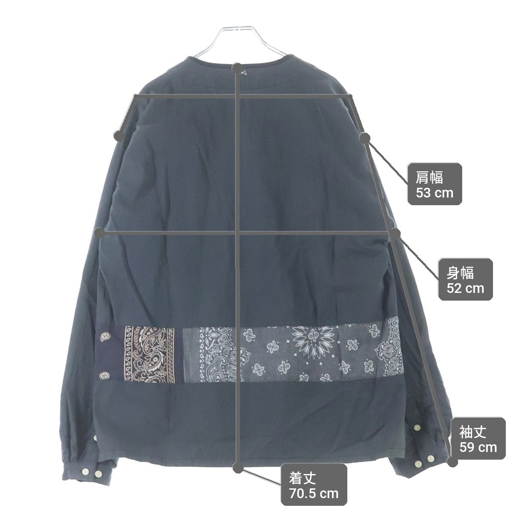 VISVIM(ヴィスヴィム) BORDER TUNIC P.O. VT BANDANA バンダナ長袖シャツ グレー0118205011005