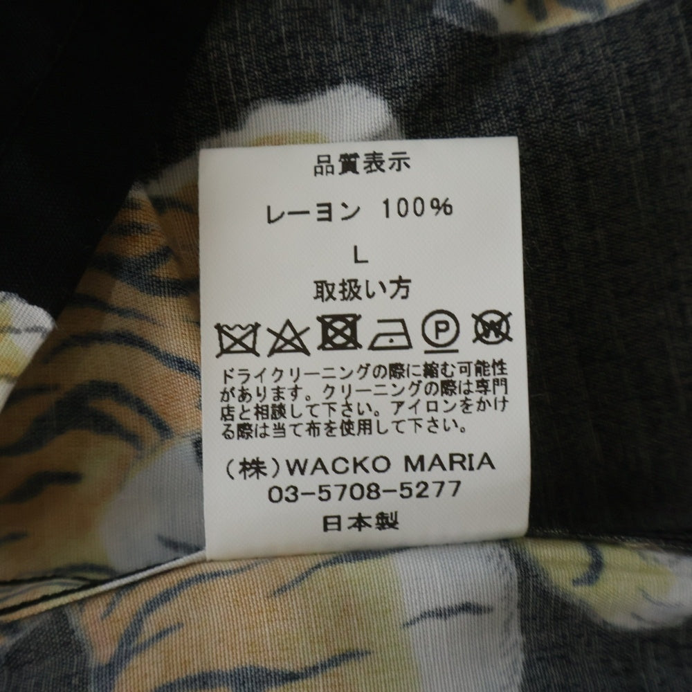 WACKO MARIA(ワコマリア) 虎 総柄 レーヨン オープンカラー 半袖シャツ アロハ ブラック