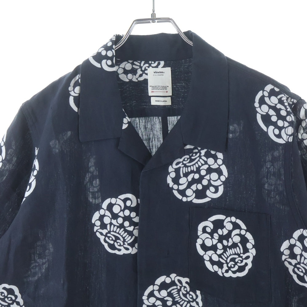 VISVIM(ヴィスヴィム) 21SS FREE EDGE SHIRT S/S LITTLE CLOUD 半袖 オープンカラー シャツ ブラック 0121105011018