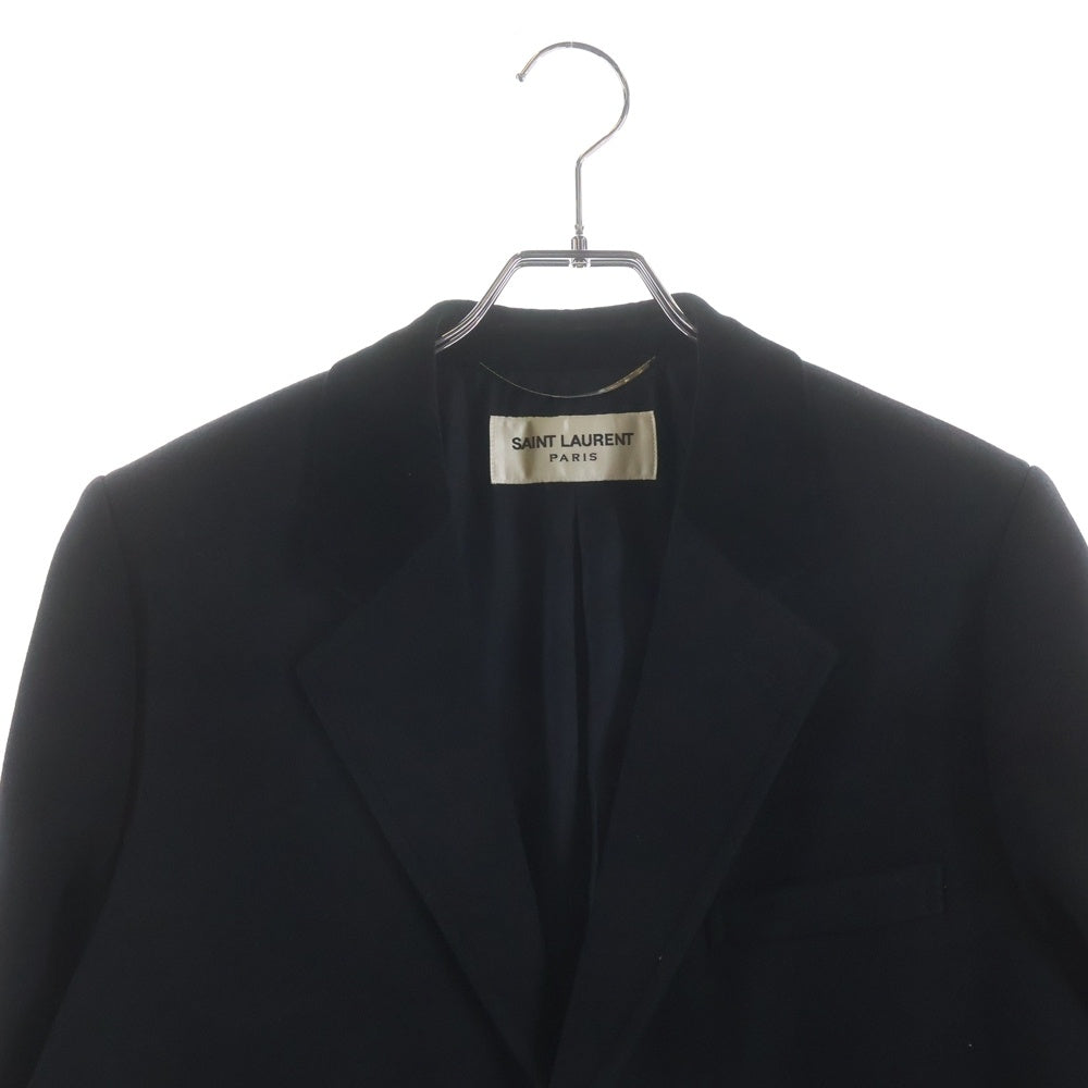 SAINT LAURENT PARIS(サンローランパリ) 14AW ベルベット切替 ラペルチェスターコート ネイビー 360158 Y977F