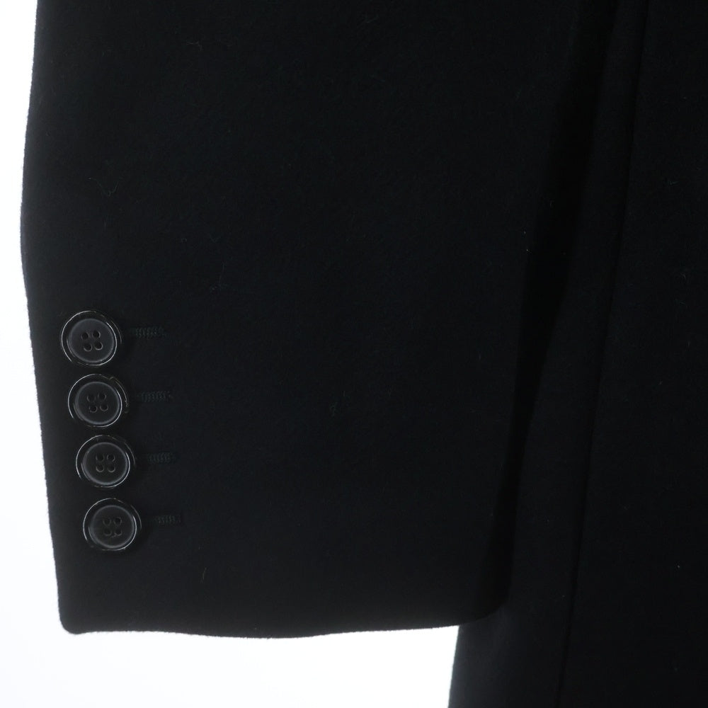 SAINT LAURENT PARIS(サンローランパリ) 16AW ラペル裏レザー切替 ウール チェスター コート ブラック 393655 Y112W