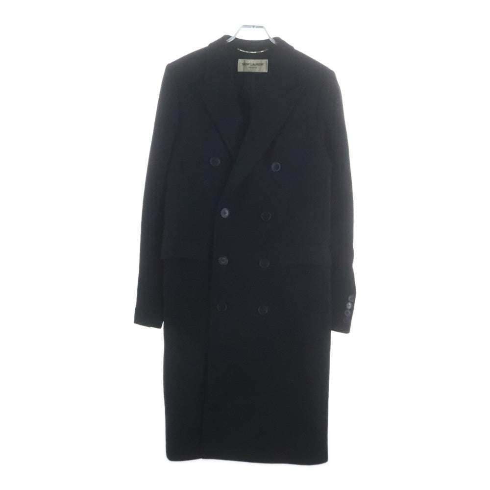 SAINT LAURENT PARIS(サンローランパリ) 15AW ピークトラペル ダブルブレスト チェスターコート ブラック 397010 Y835J