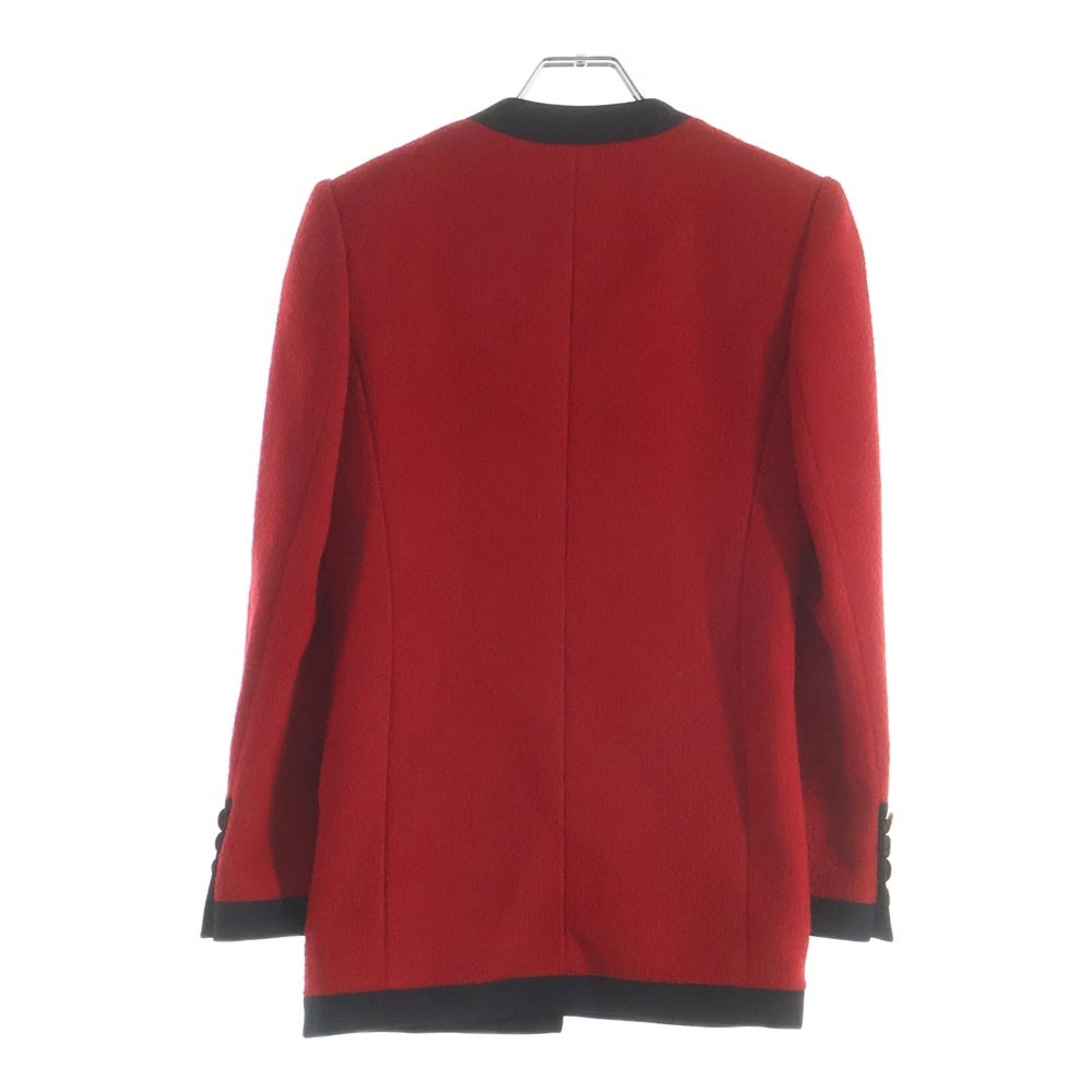 SAINT LAURENT PARIS(サンローランパリ) ツイード ノーカラージャケット レディース レッド/ブラック 672980 Y3C73