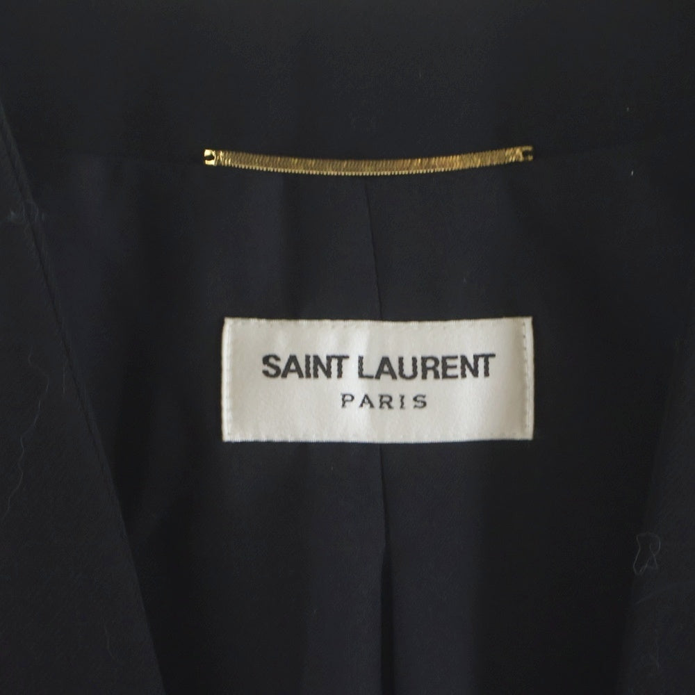 SAINT LAURENT PARIS(サンローランパリ) ツイード ノーカラージャケット レディース レッド/ブラック 672980 Y3C73