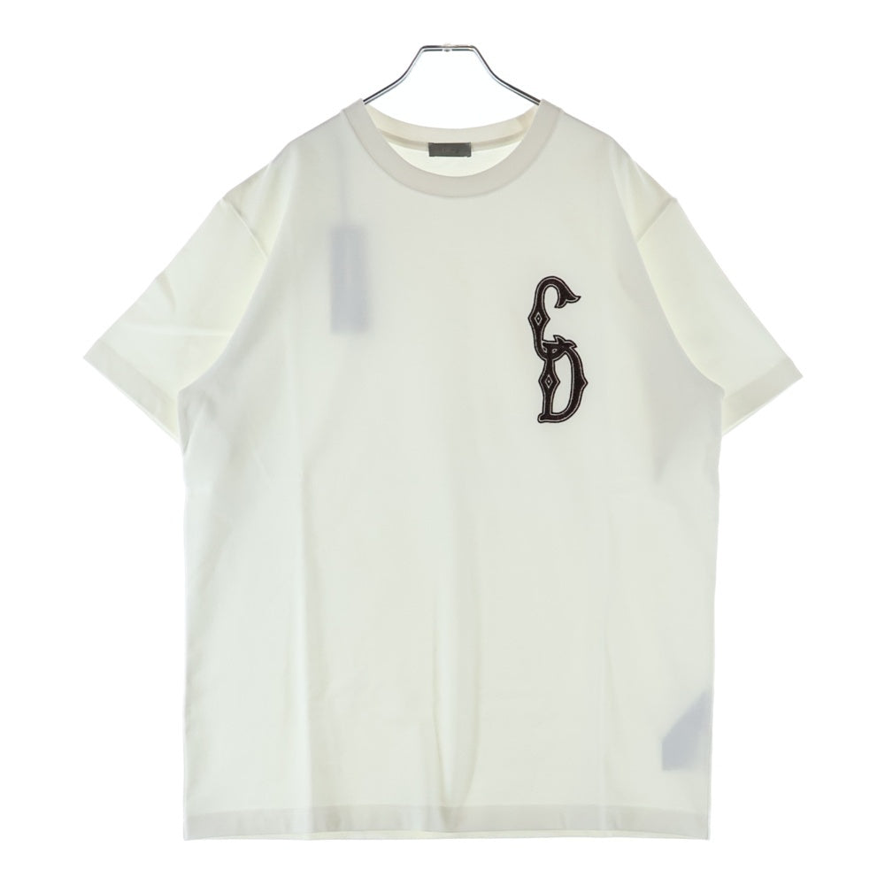 DIOR(ディオール) 23AW CD ロゴ刺繍 クルーネック 半袖Tシャツ カットソー ホワイト 343J637A0554