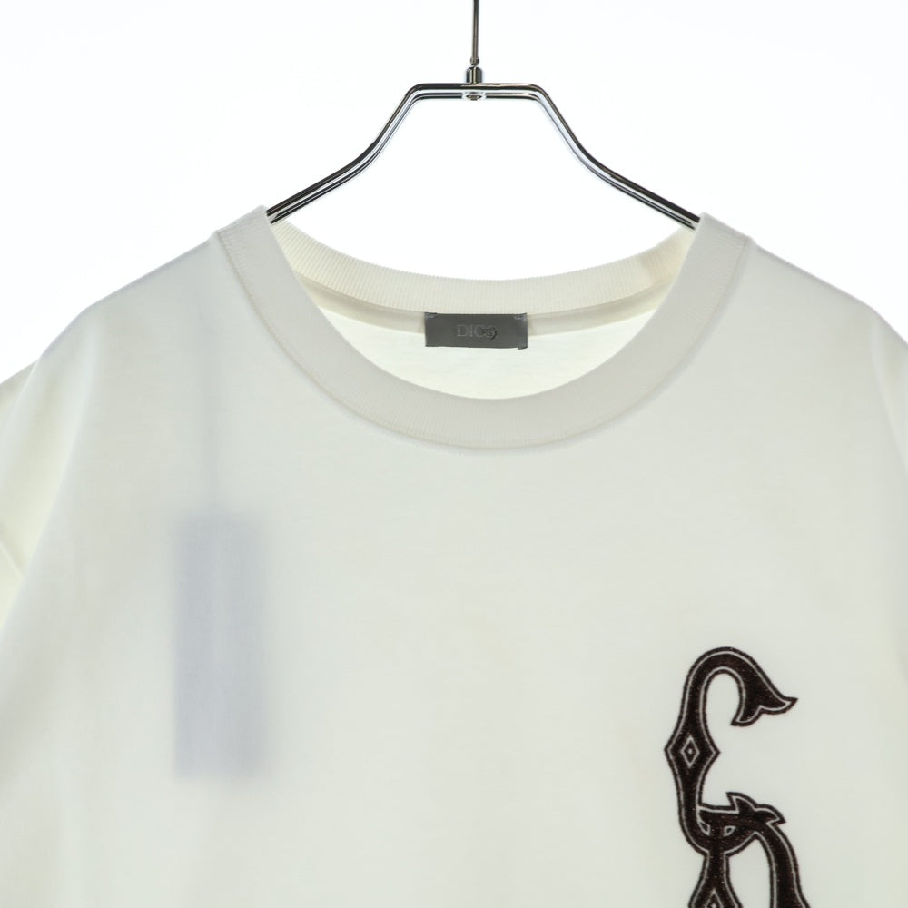DIOR(ディオール) 23AW CD ロゴ刺繍 クルーネック 半袖Tシャツ カットソー ホワイト 343J637A0554
